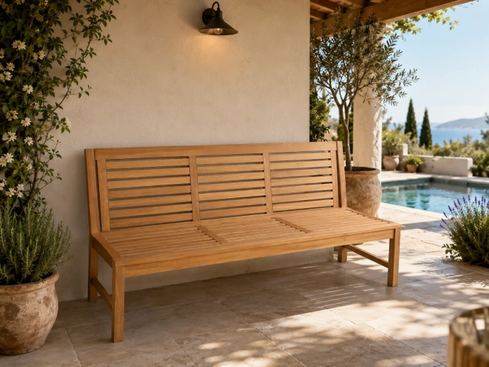 Viano Gartenbank aus Teakholz mit Rückenlehne